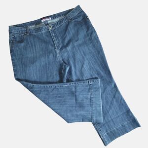 Vintage 90s Dark Blue Denim High Rise Wide Leg Flare Jeans PlusSize 24W